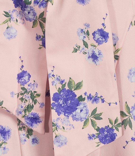 Honey and Rosie Floral Printed Stretch Sateen Square Neck Open Back Midi Dress Product Image