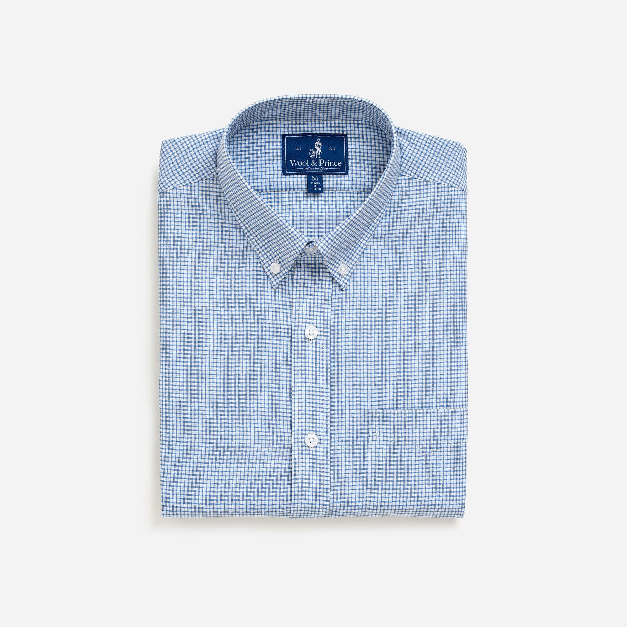 Merino Wool Button-Down Shirt | Blue Micro Check Product Image