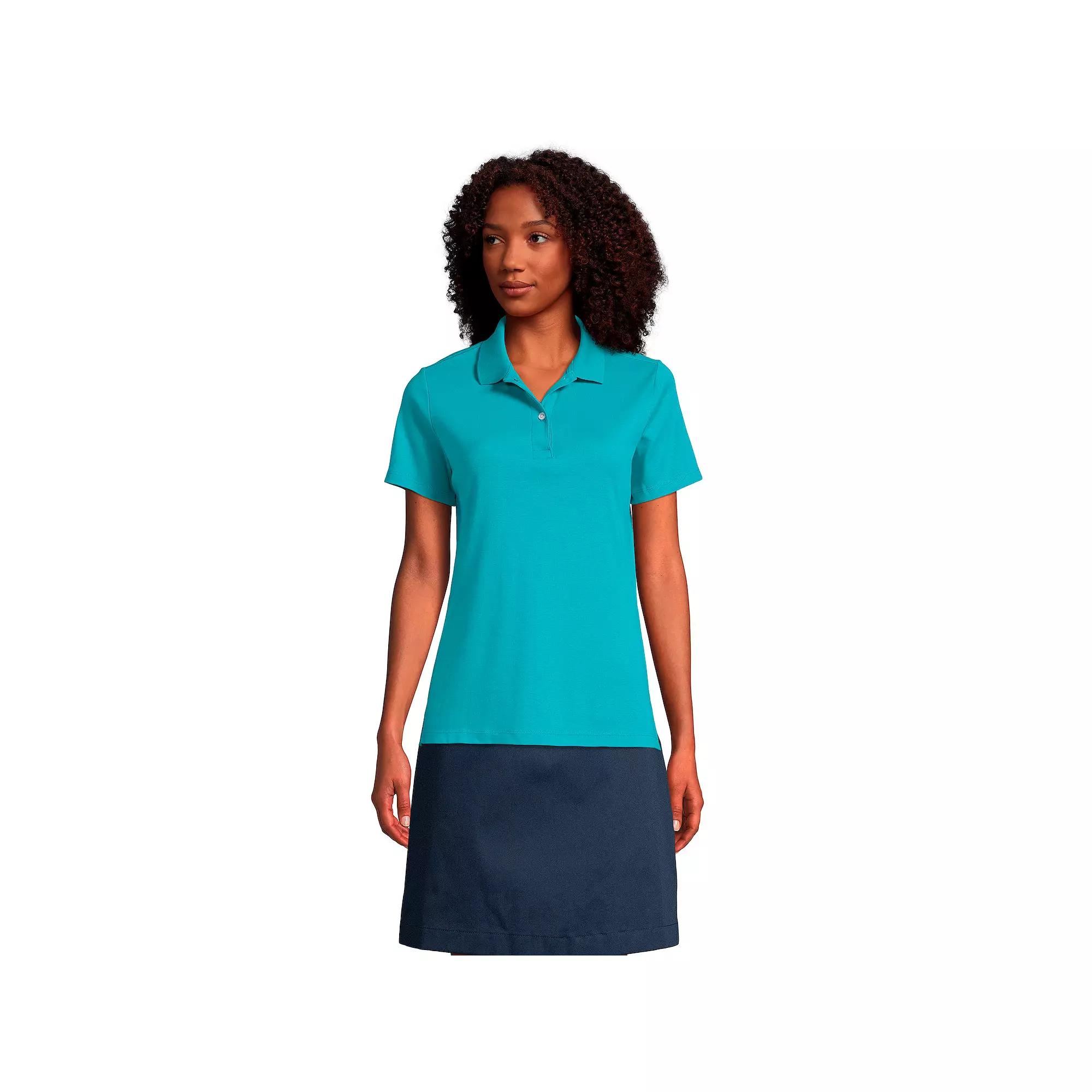 Women's Lands' End School Uniform Short Sleeve Interlock Polo Shirt,  Product Image