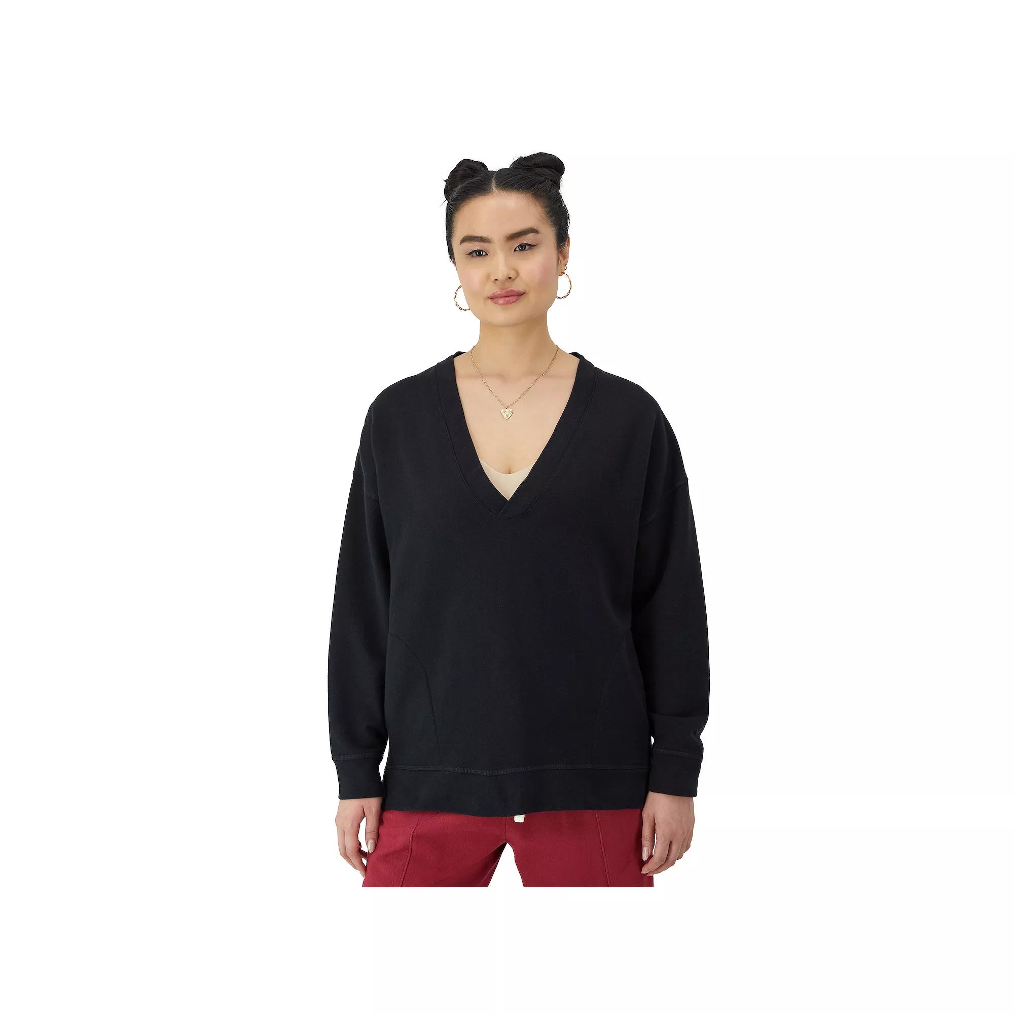 Women's Champion® Vintage Wash Oversized V-Neck Pullover, Size: Large, Black Product Image