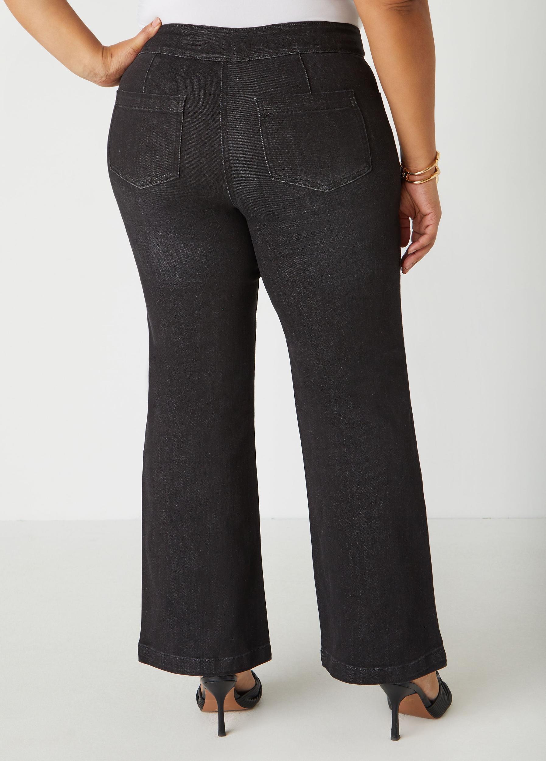 Plus Size Patch Pocket Flared Jeans Ashley Stewart Product Image