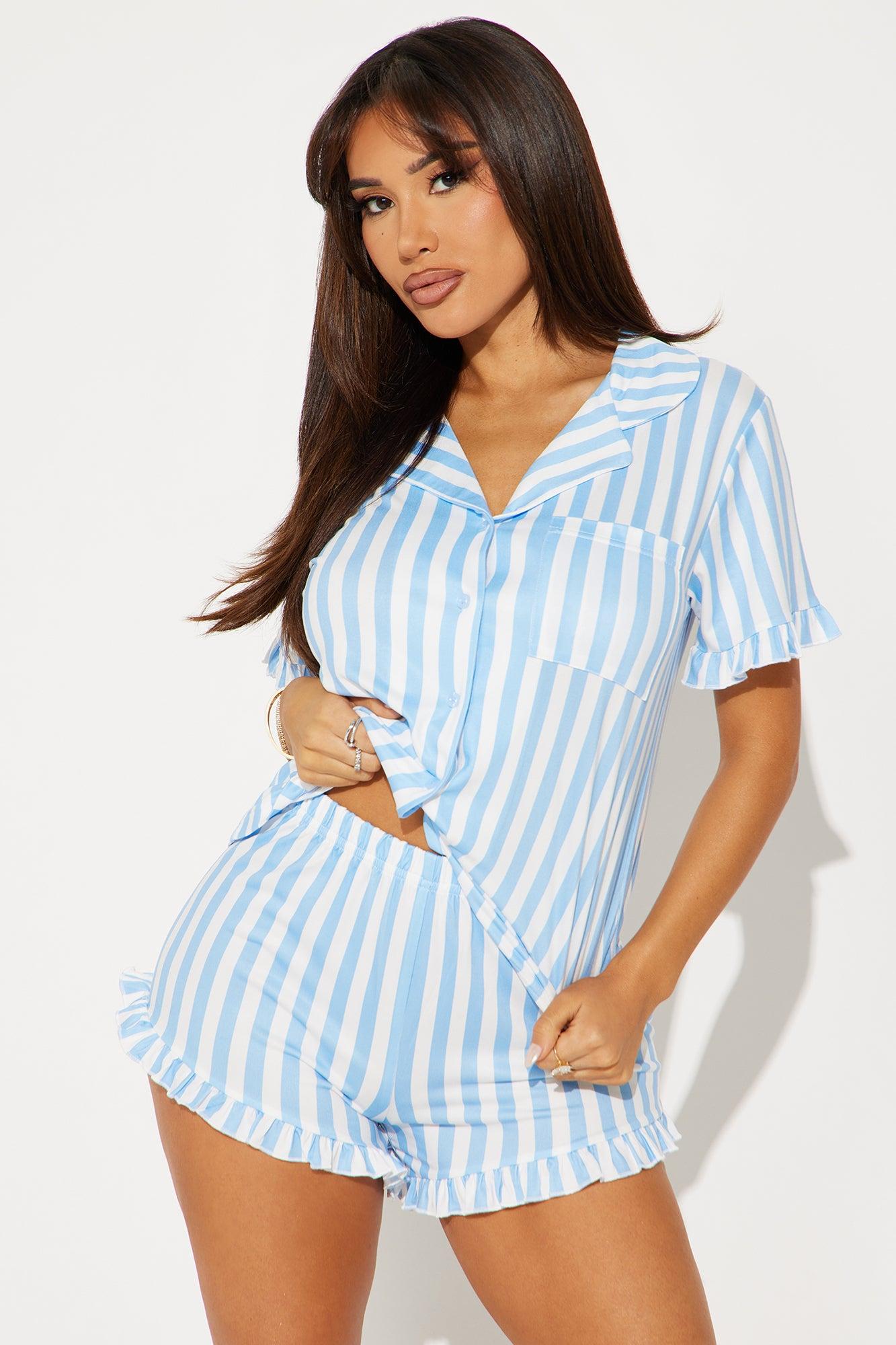 Currently Napping PJ Short Set - Light Blue Product Image