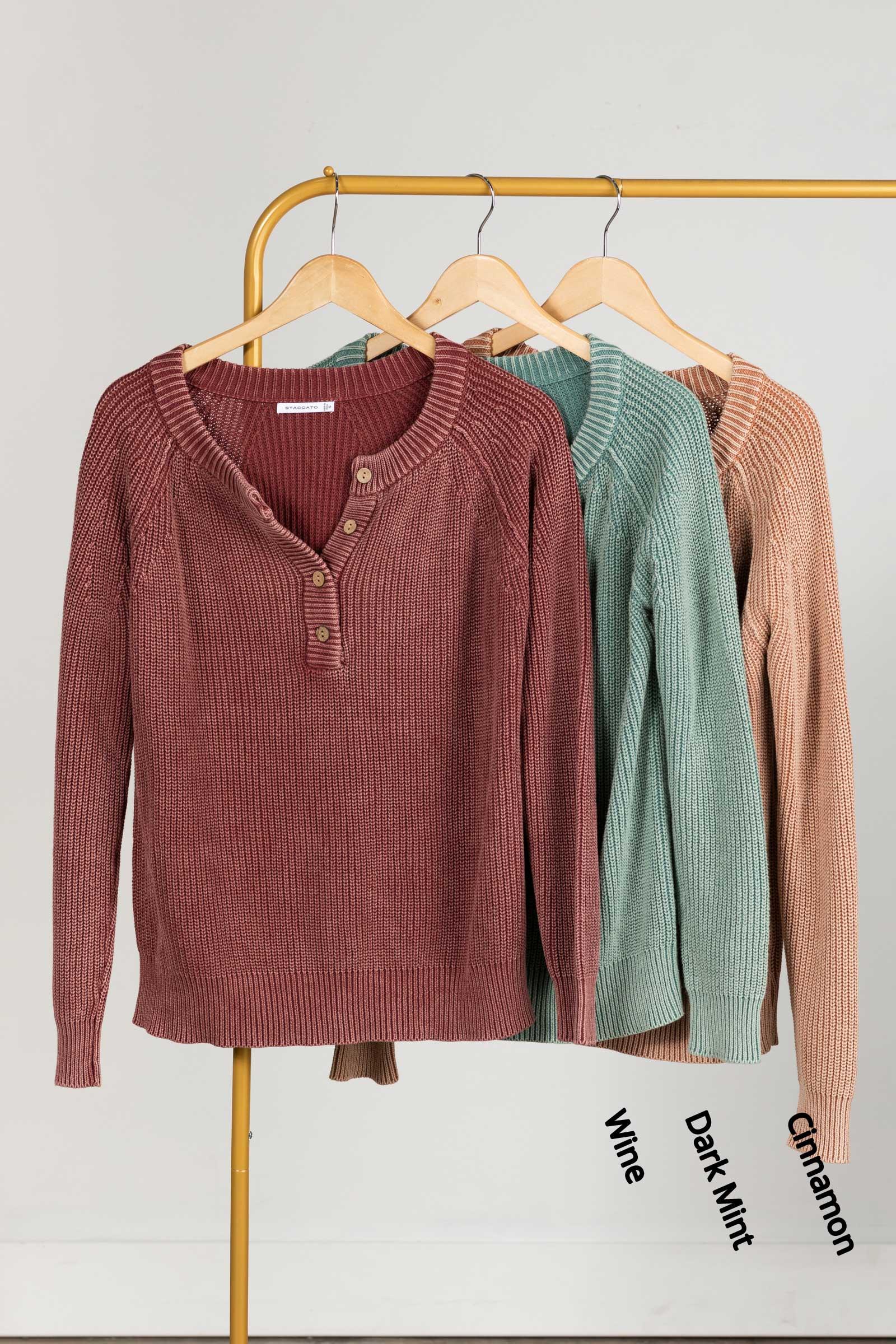 Mineral Washed Henley Sweater Product Image