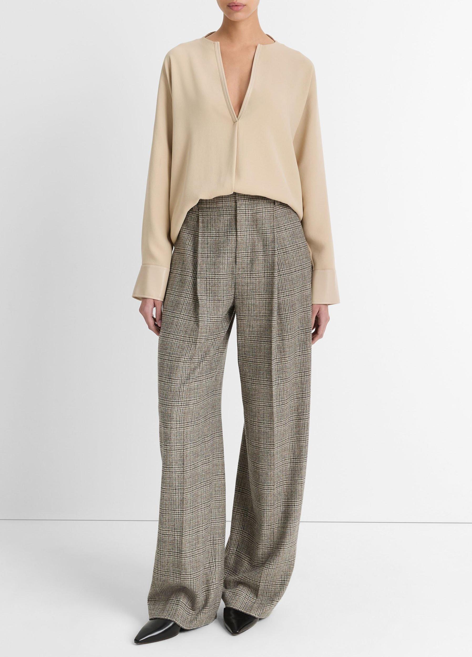 Faux Leather-Trim Dolman-Sleeve Blouse Product Image