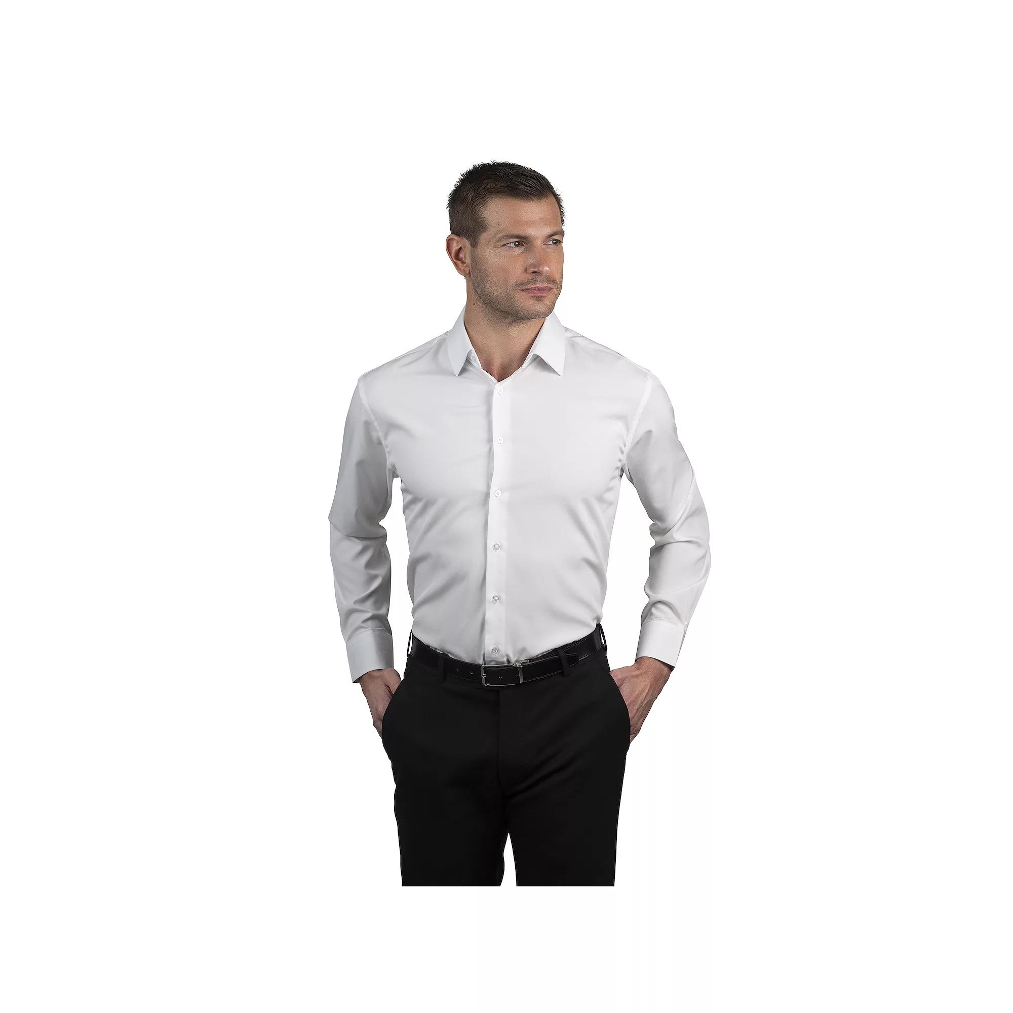 Men's Nautica Wrinkle Free Performance Regular-Fit Dress Shirt, Size: Large-34/35, White Solid Product Image