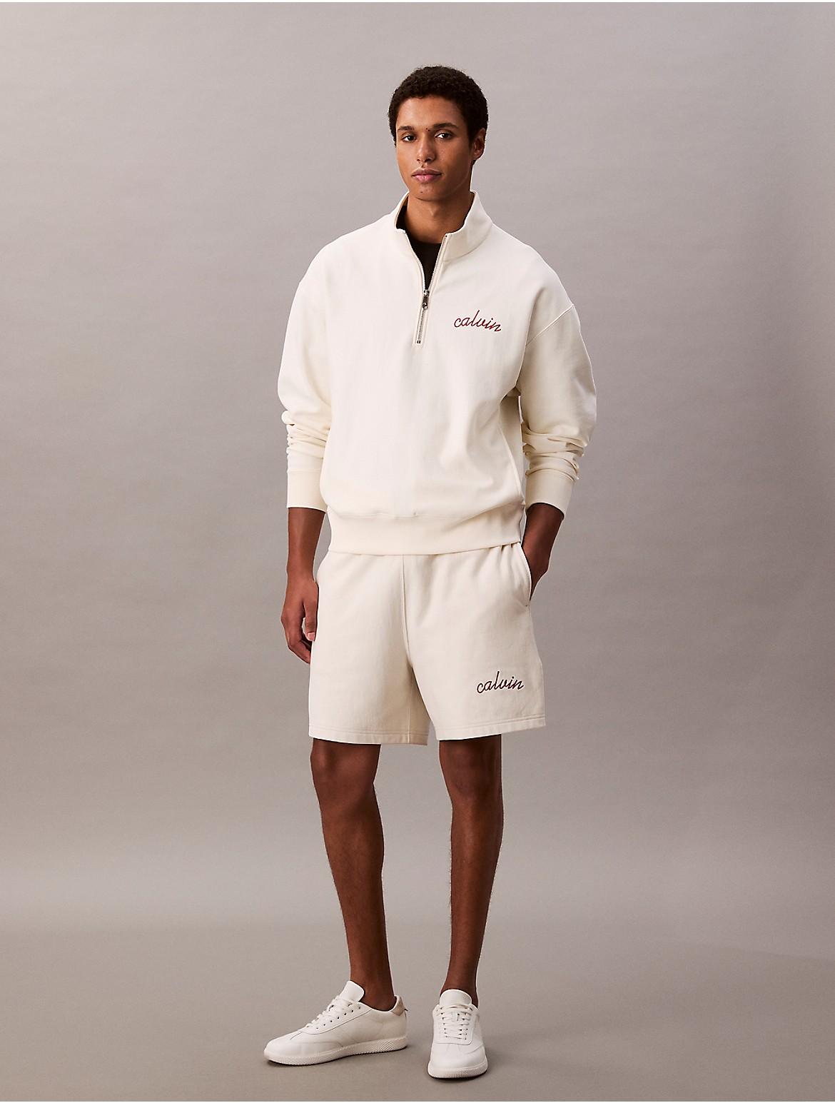 Calvin Klein Mens Embroidered Logo French Terry Shorts - Navy Product Image