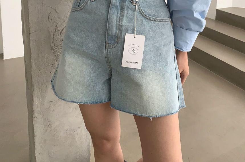 Long-Sleeve Plain Loose-Fit Shirt Product Image