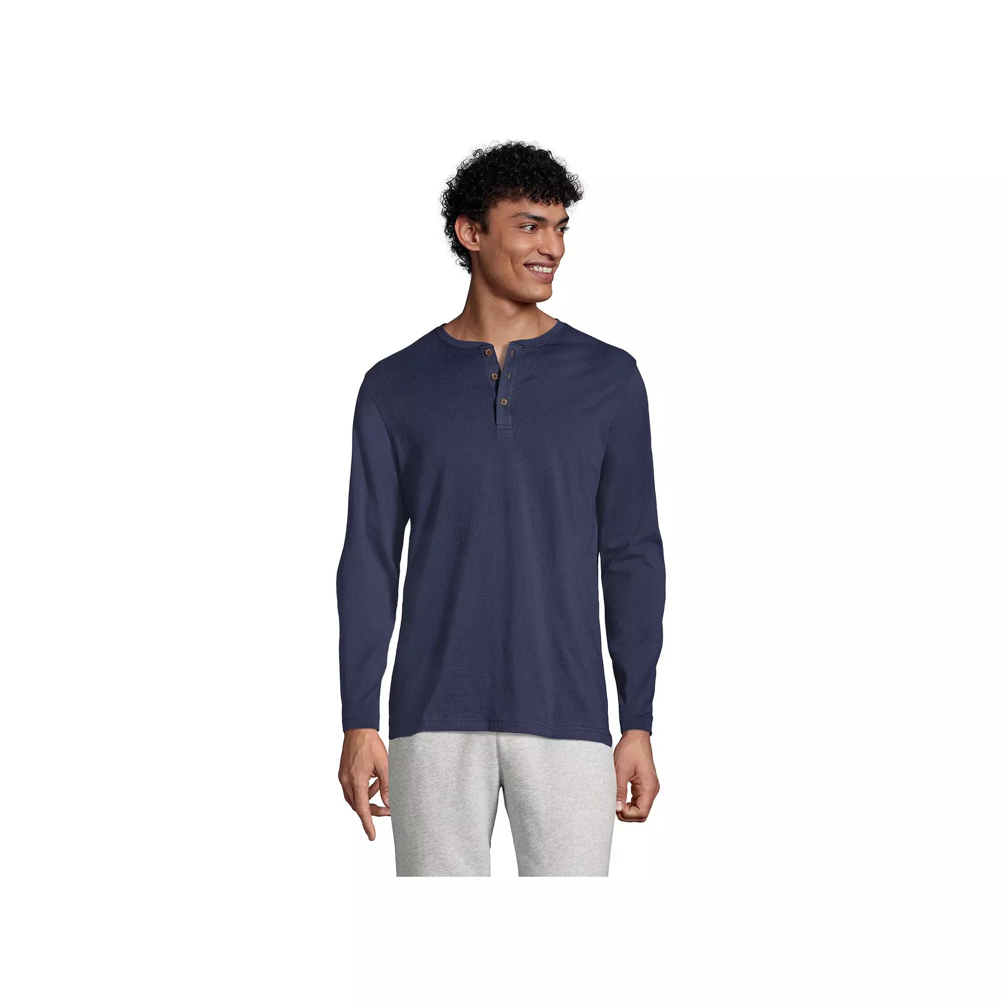 Big & Tall Lands' End Classic-Fit Supima Jersey Henley, Men's,  Product Image