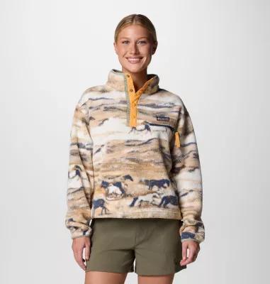 Columbia Womens Helvetia II Printed Cropped Half Snap Fleece Pullover- Product Image