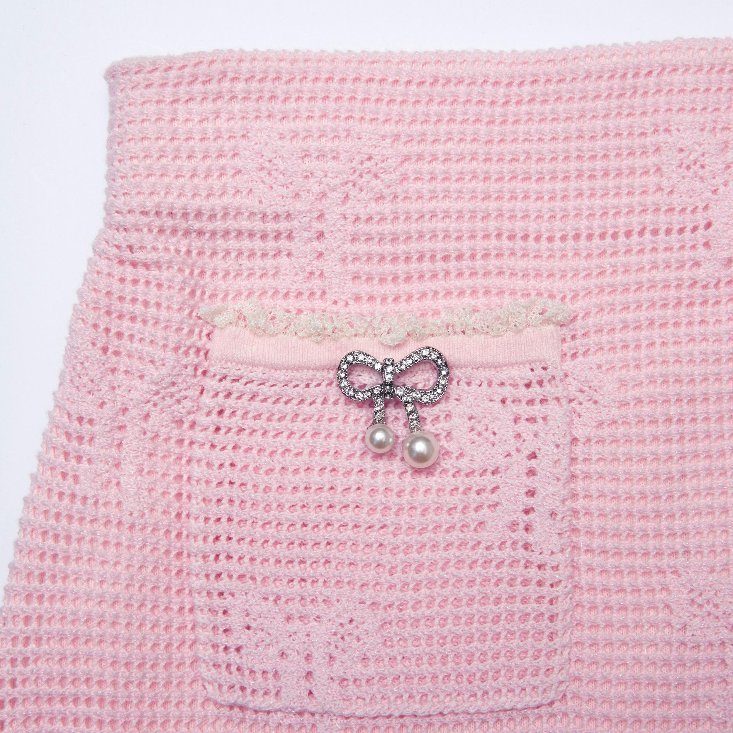 Pink Bow Crochet Cardigan Product Image