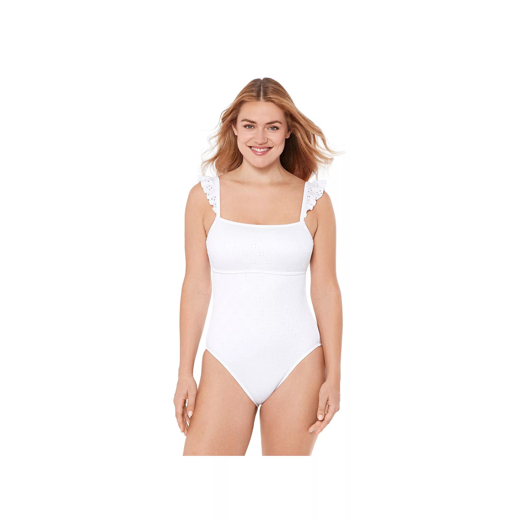 Women's Draper James Waist Minimizer Ruffle Strap One-Piece Swimsuit, Size: XS, Nassau Blue Product Image