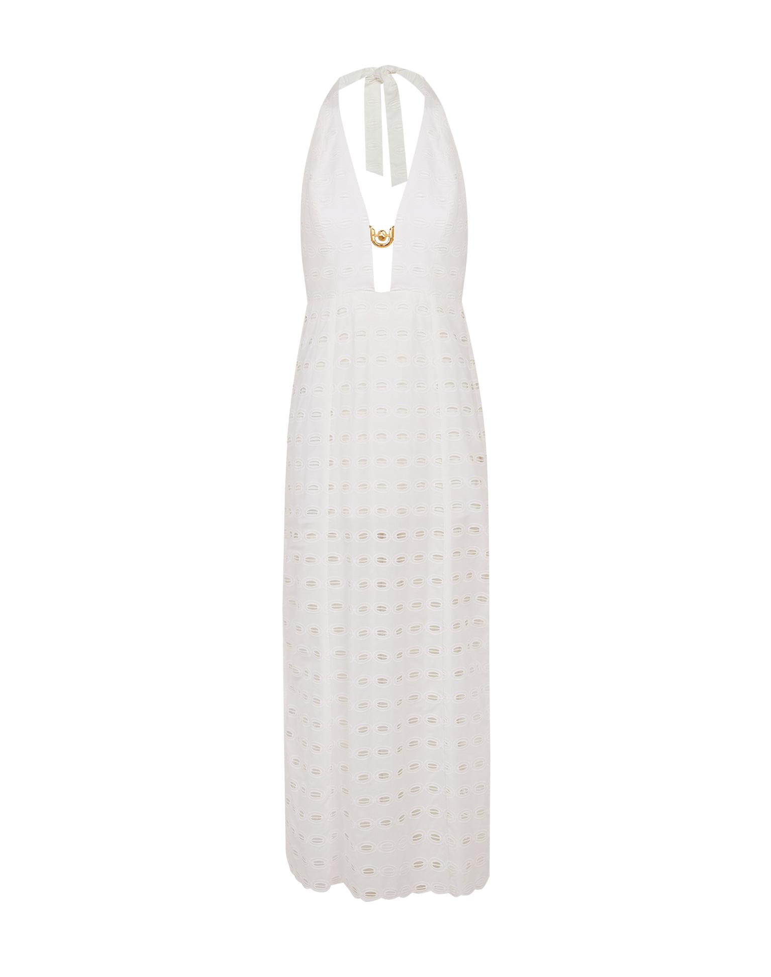 Eyelet Maryse Long Dress - Off White Product Image