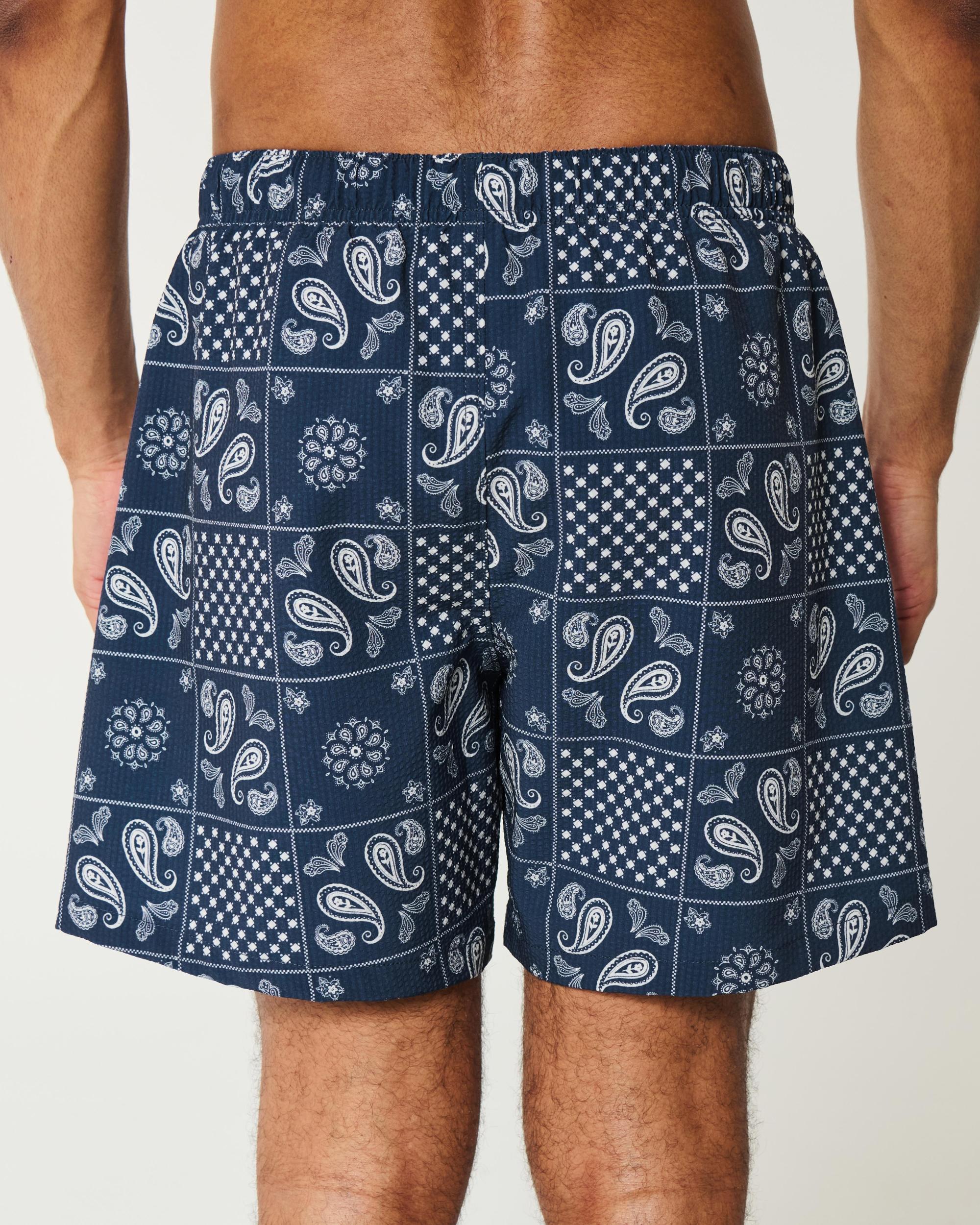 Mid-Thigh Seersucker Volley Swim Trunks Product Image