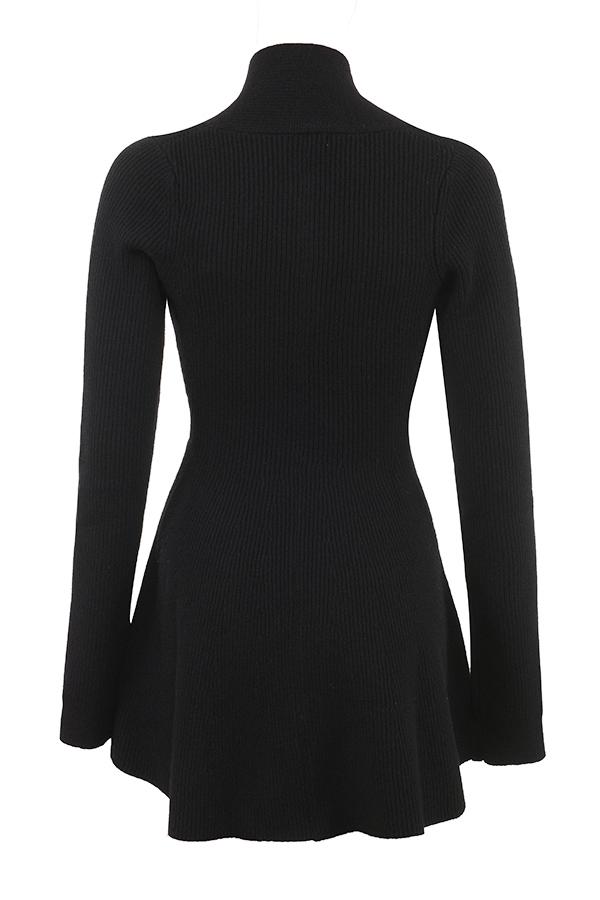Aubrey  black wool knitted cardigan dress Product Image