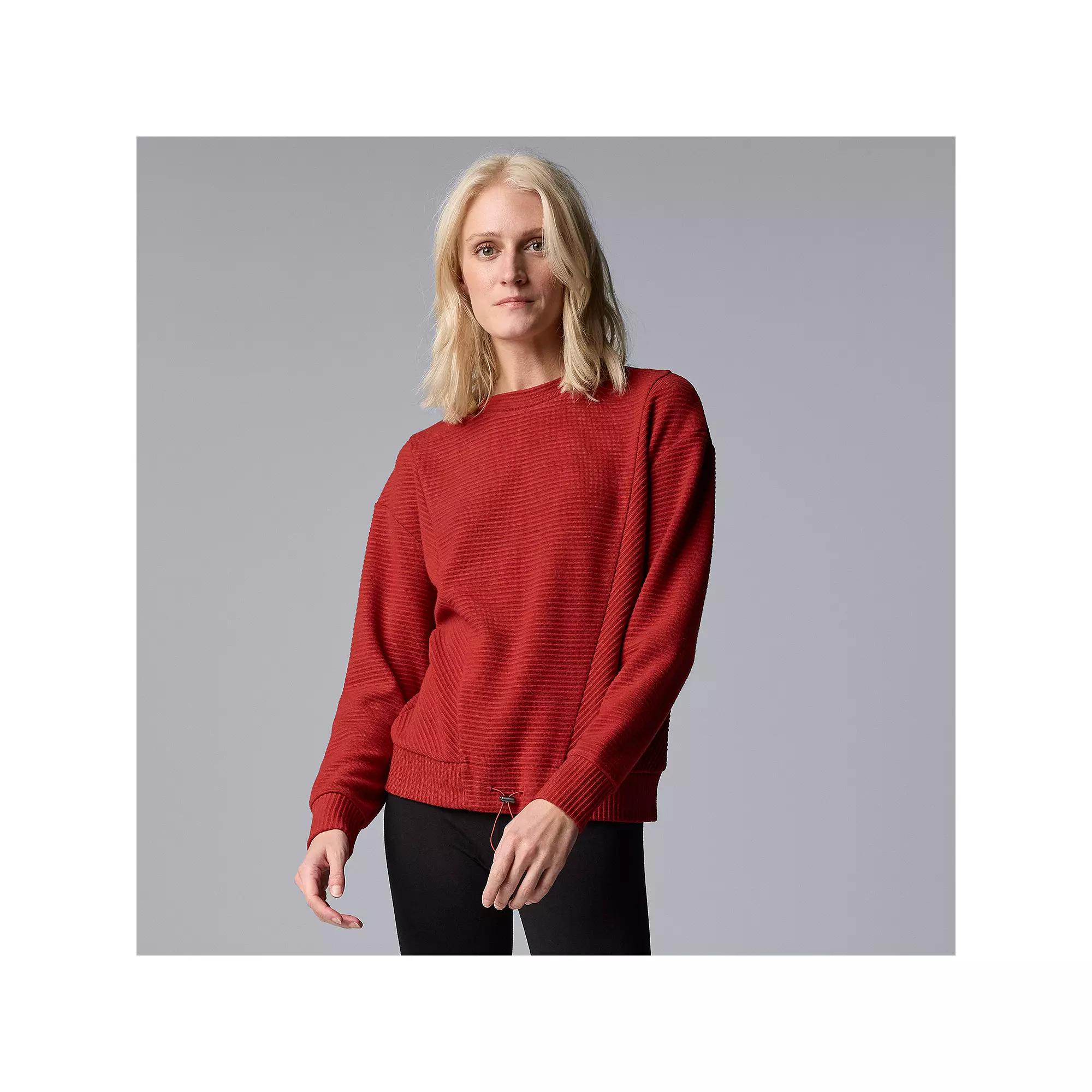 Women's Simply Vera Vera Wang Drawcord Hem Cozy Pullover Top, Size: XS, Terracotta Pink Product Image