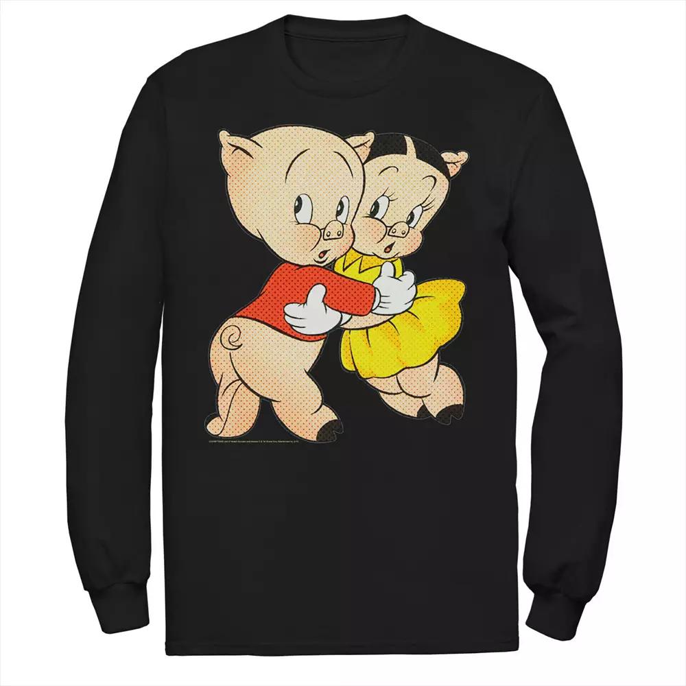 Men's Looney Tunes Porky & Petunia Pig Portrait Tee, Size: 3XL, Black Product Image