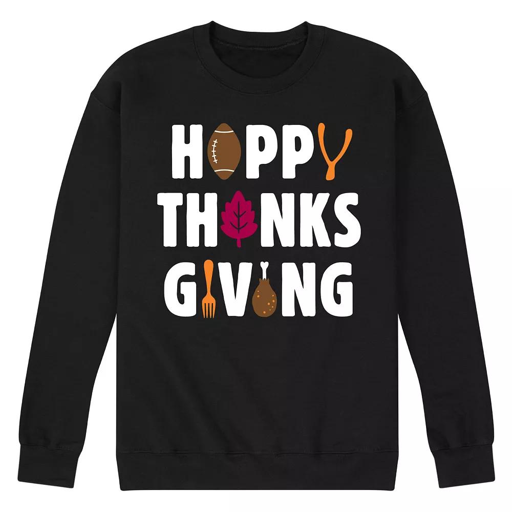 Men's Happy Thanksgiving Icons Fleece Sweatshirt,  Product Image