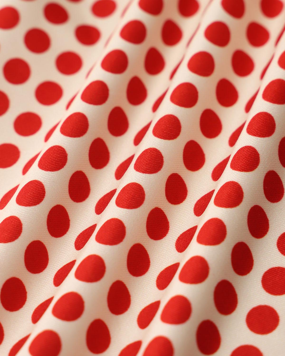 Red Polka Dot U-Neck Bell Sleeve Tee Product Image