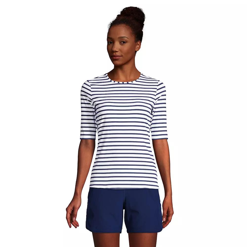Women's Lands' End UPF 50 Elbow-Sleeve Rash Guard Swim Tee,  Product Image
