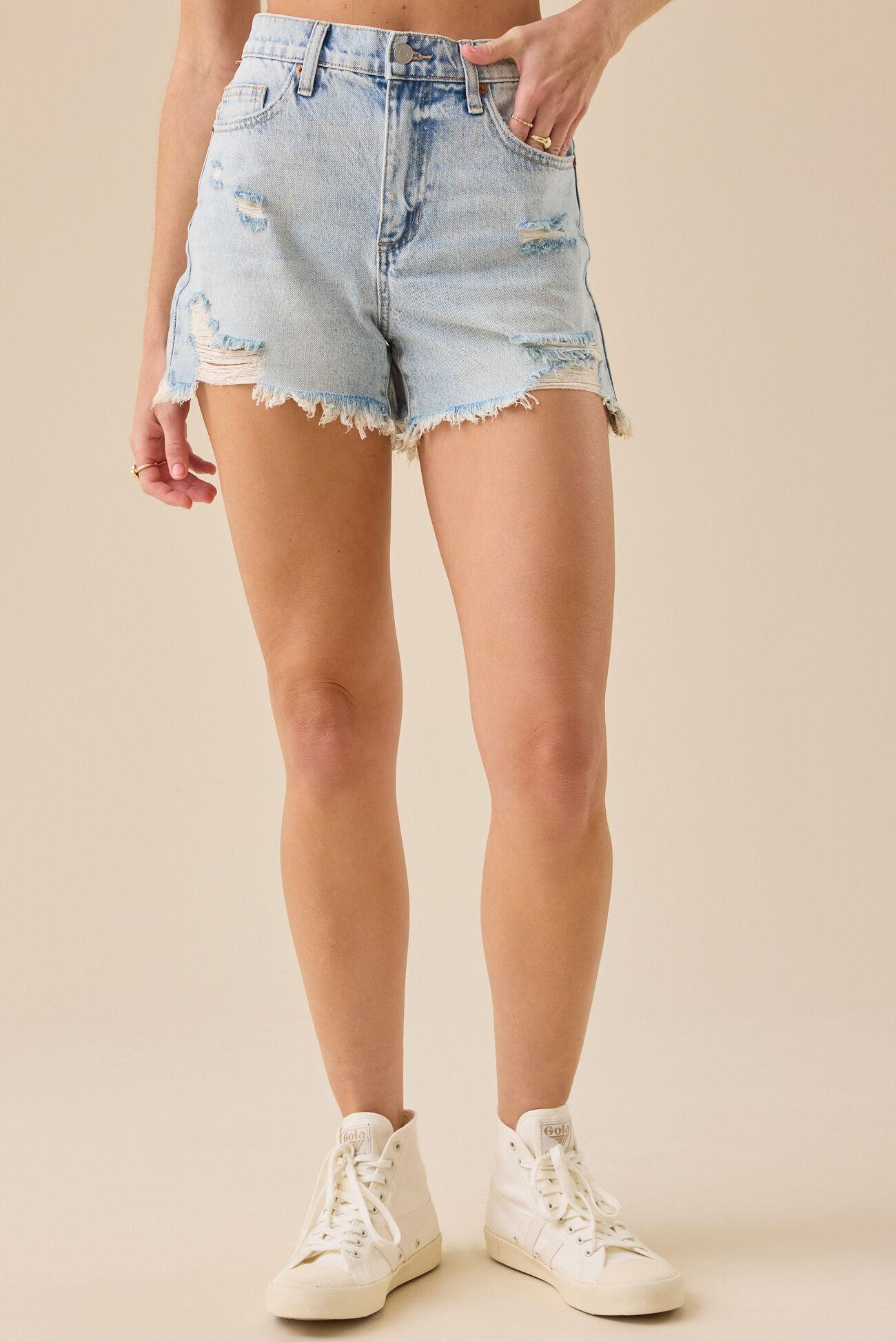 Paisley High Rise Denim Shorts Product Image