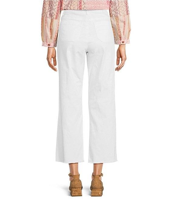 Tru Luxe Jeans Stretch Twill Wide Leg Fringe Hem Jeans Product Image