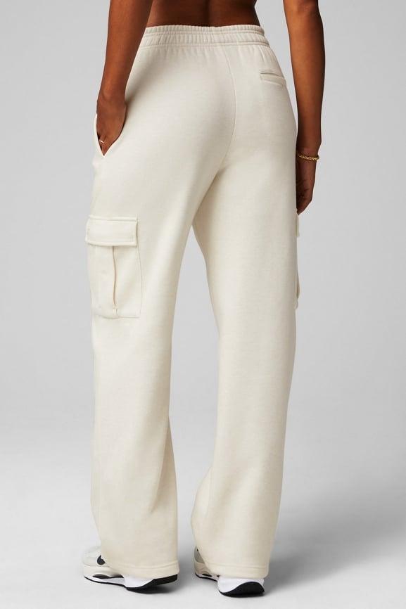 Cozy Fleece Wide Leg Cargo Sweatpant Product Image