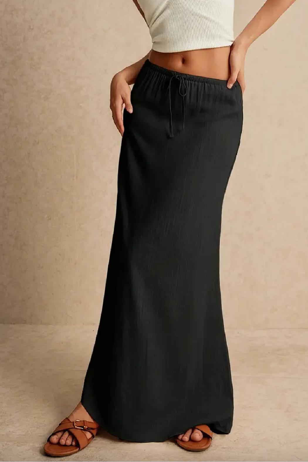 Linen Drawstring Maxi Skirt Product Image