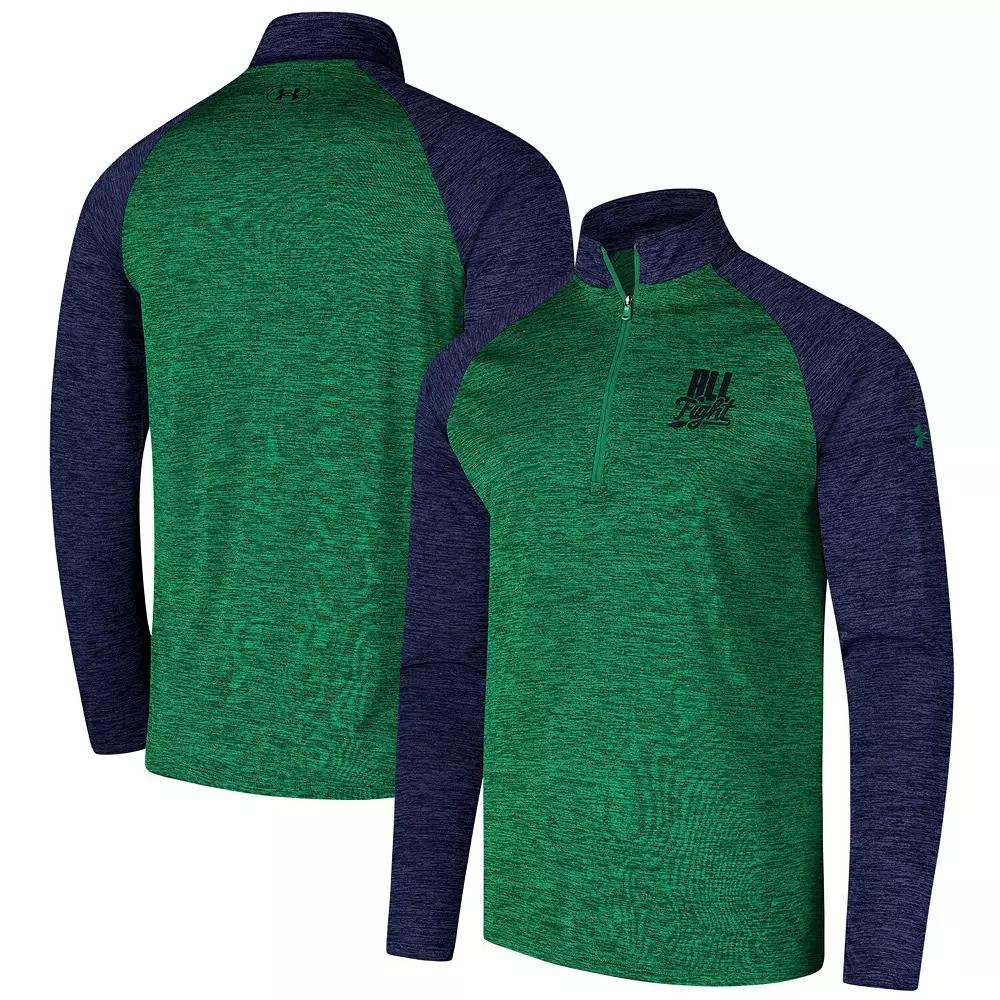Men's Under Armour Kelly Green Notre Dame Fighting Irish Tech Wear Green Quarter-Zip Top,  Product Image