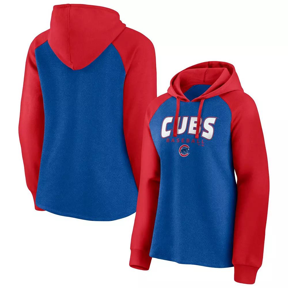 Women's Fanatics Branded Royal/Red Chicago Cubs Recharged Raglan Pullover Hoodie, Size: Medium Product Image