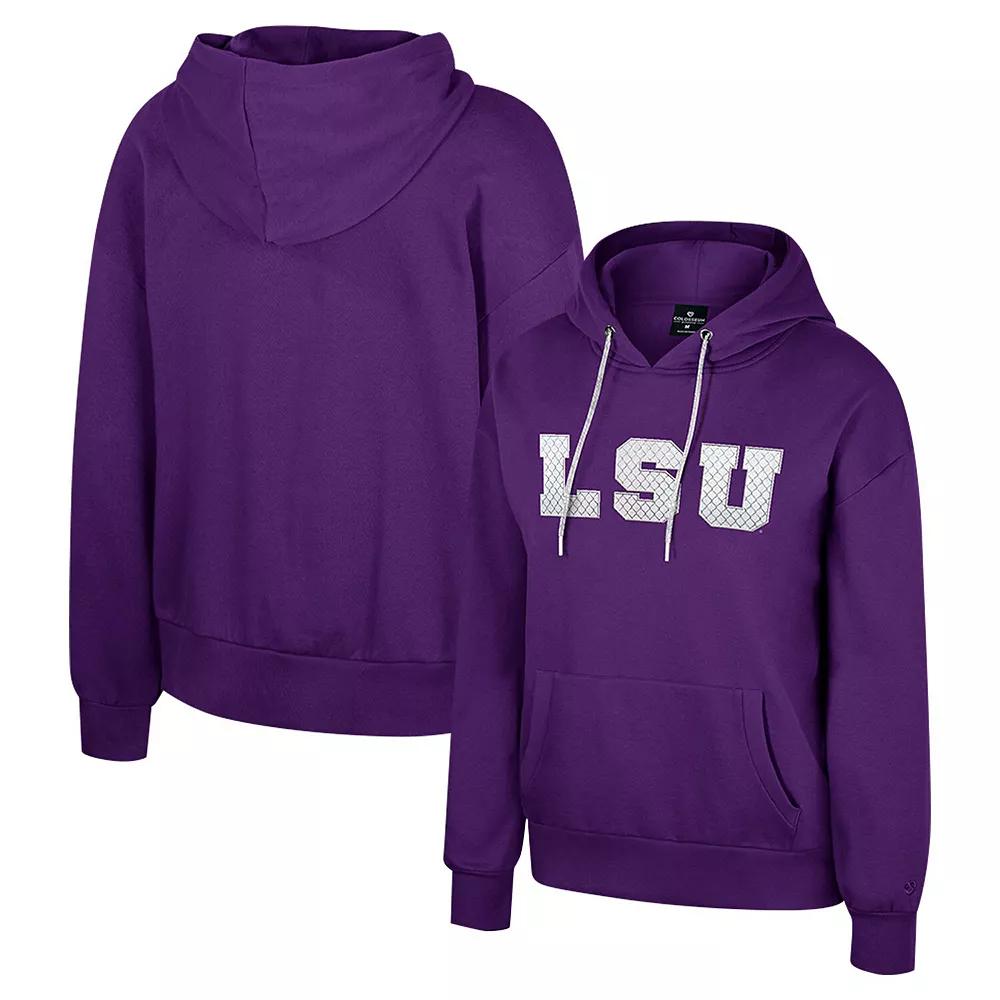 Women's Colosseum Purple LSU Tigers Reflection Rhinestone Drawcord Pullover Hoodie,  Product Image