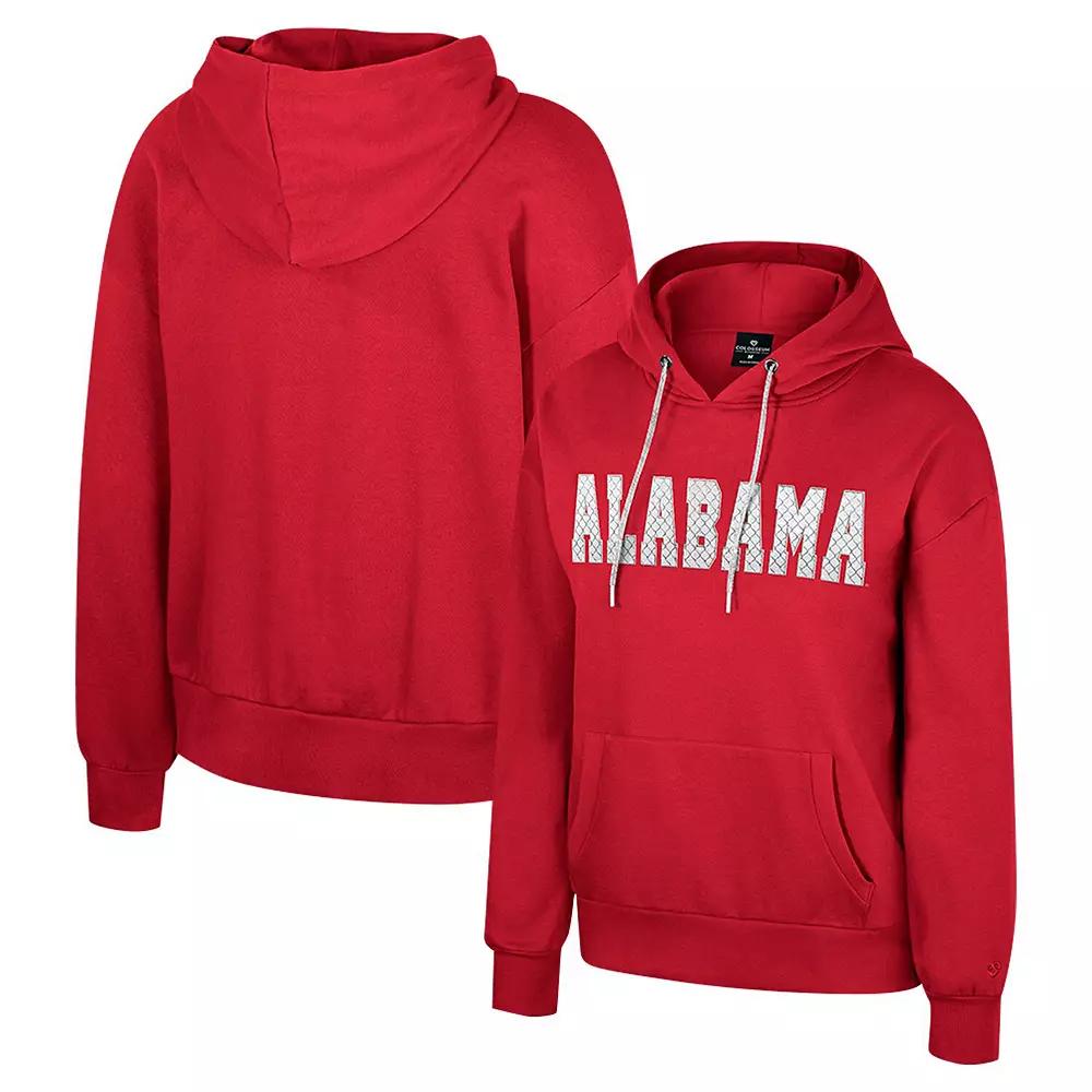 Women's Colosseum Crimson Alabama Crimson Tide Reflection Rhinestone Drawcord Pullover Hoodie,  Product Image