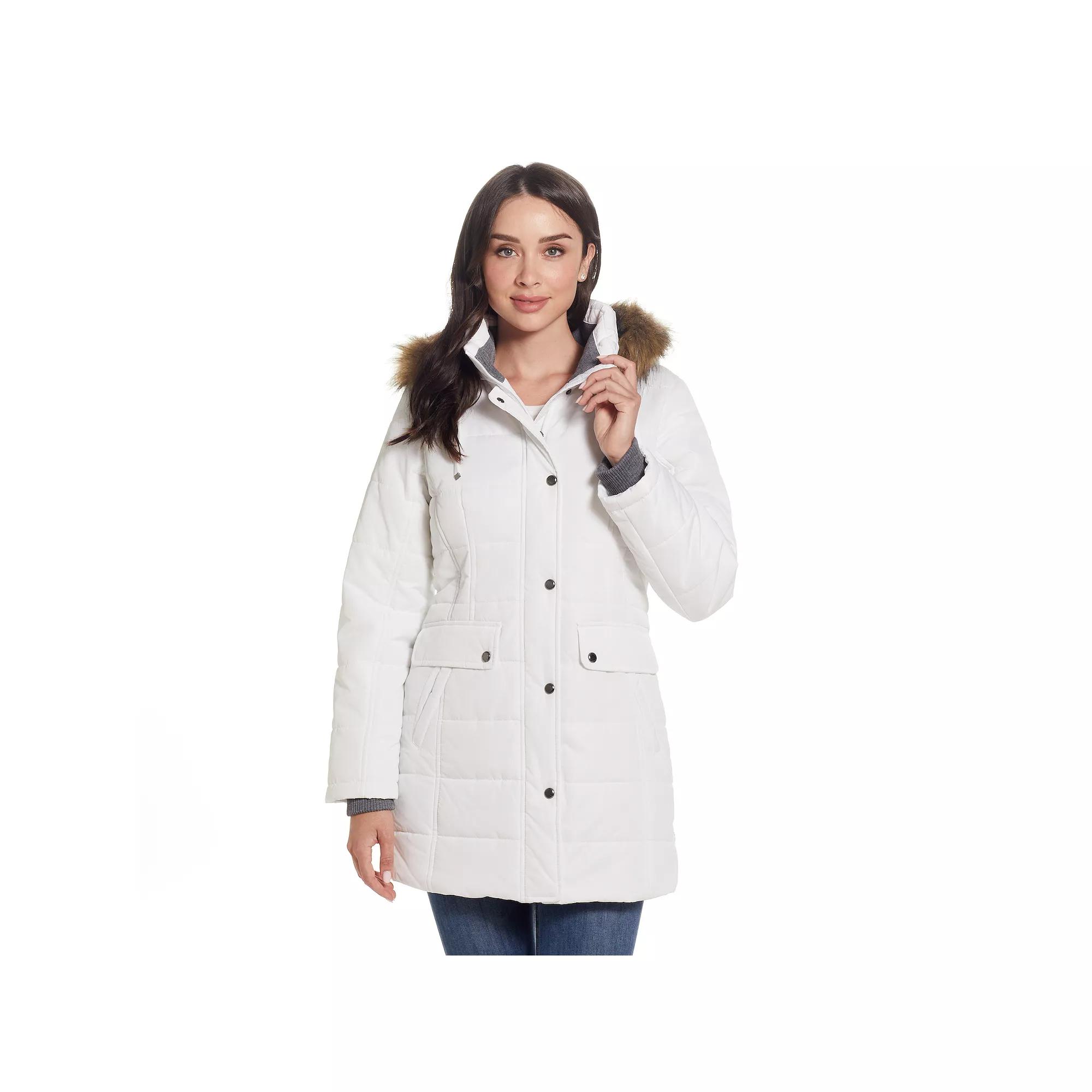 Women's Weathercast Faux-Fur Trim Hooded Parka Coat, Size: Large, Hunter Product Image