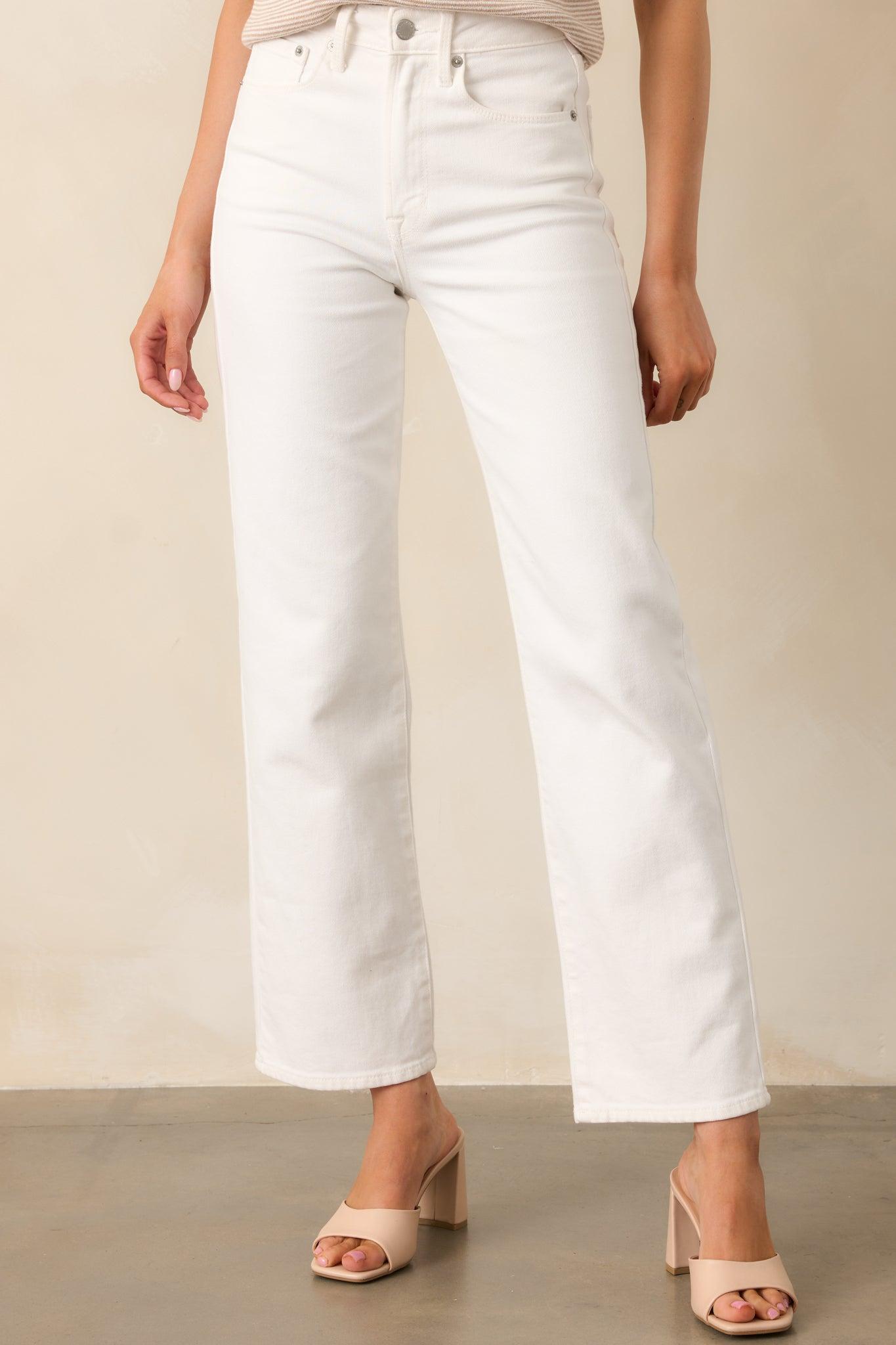 Limitless Time White Straight Leg Jeans Product Image