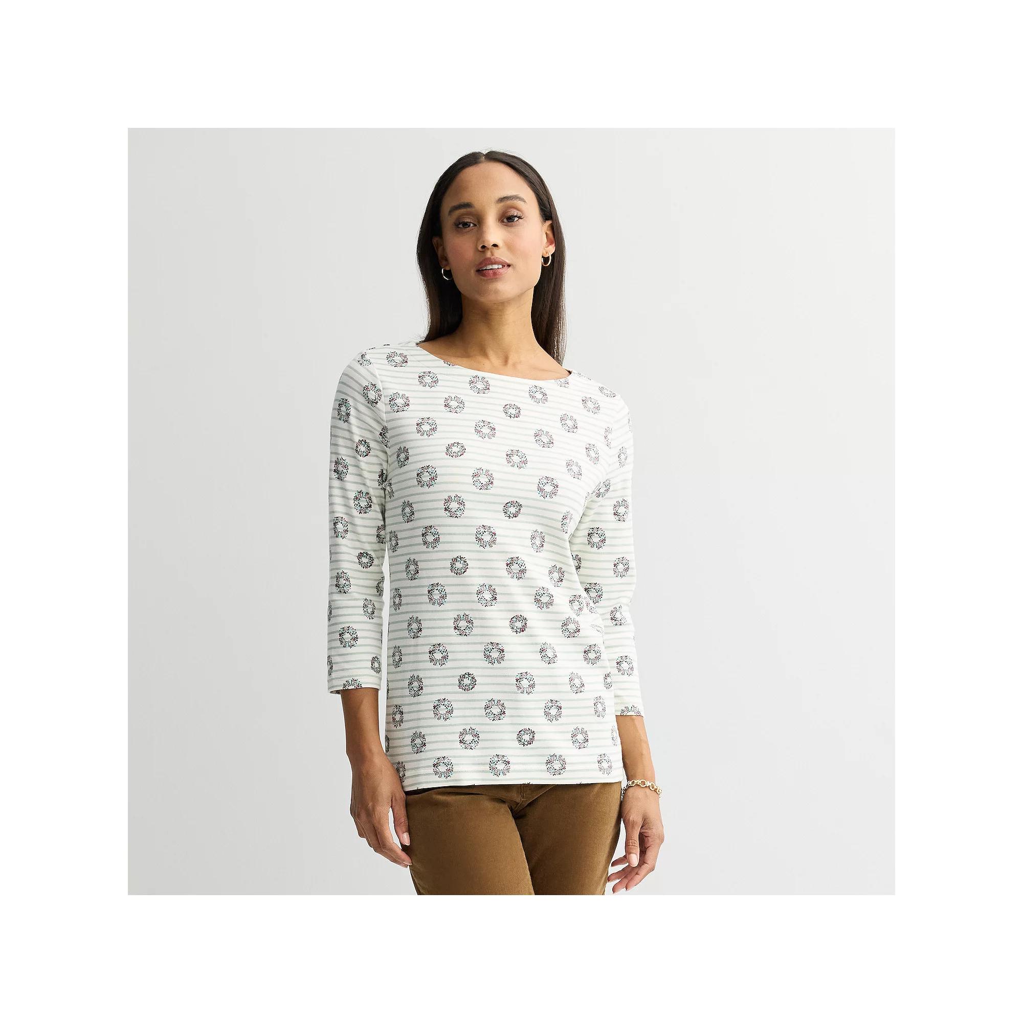 Petite Croft & Barrow® Boatneck Top, Women's,  Product Image