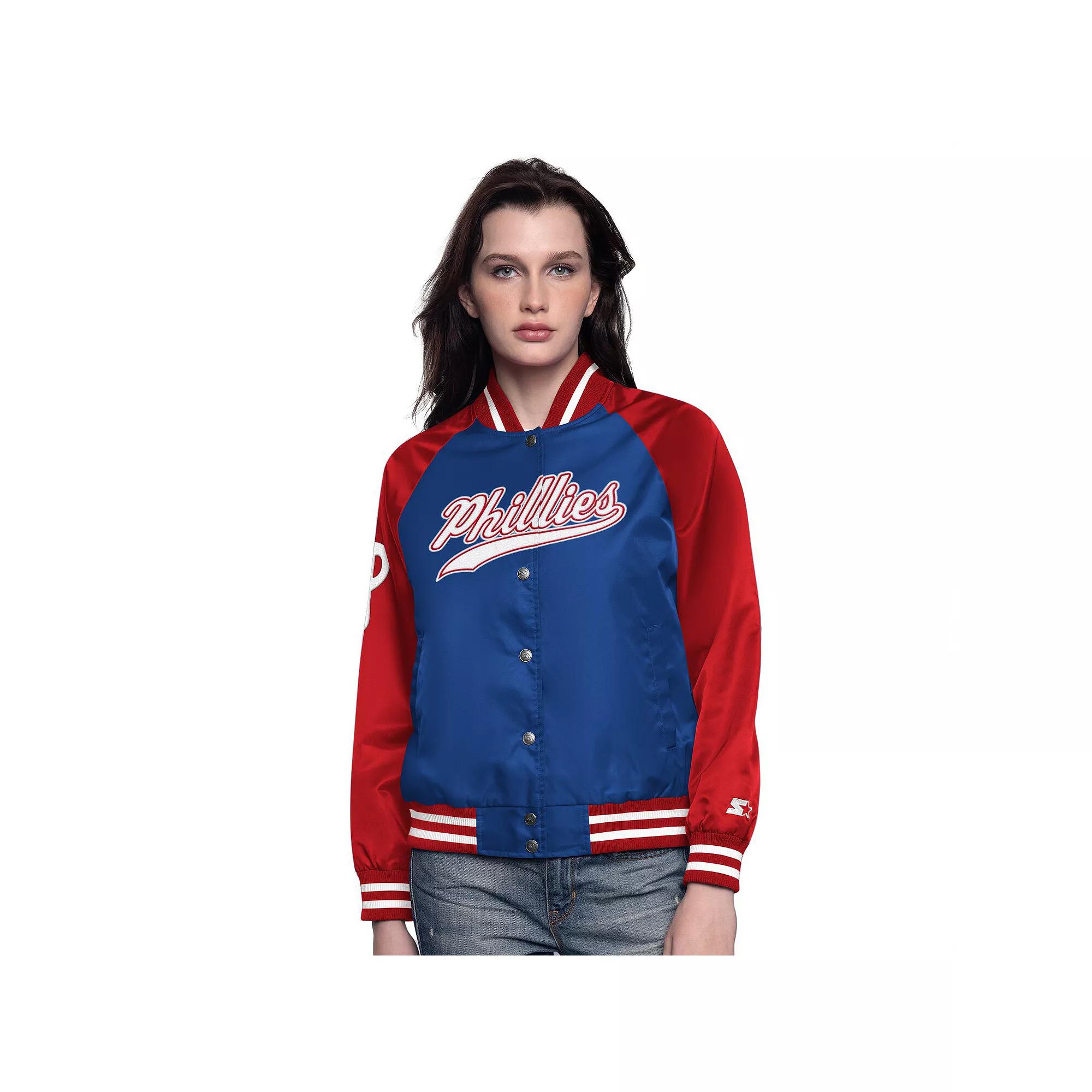 Women's Starter Royal/Red Philadelphia Phillies Home Run Full-Snap Varsity Jacket, Size: Small, Blue Product Image