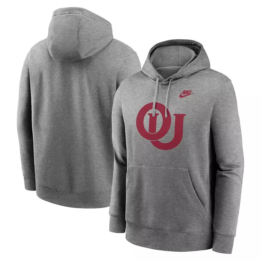 Men's Nike Heather Gray Oklahoma Sooners Legacy Logo Club Fleece Pullover Hoodie,  Product Image
