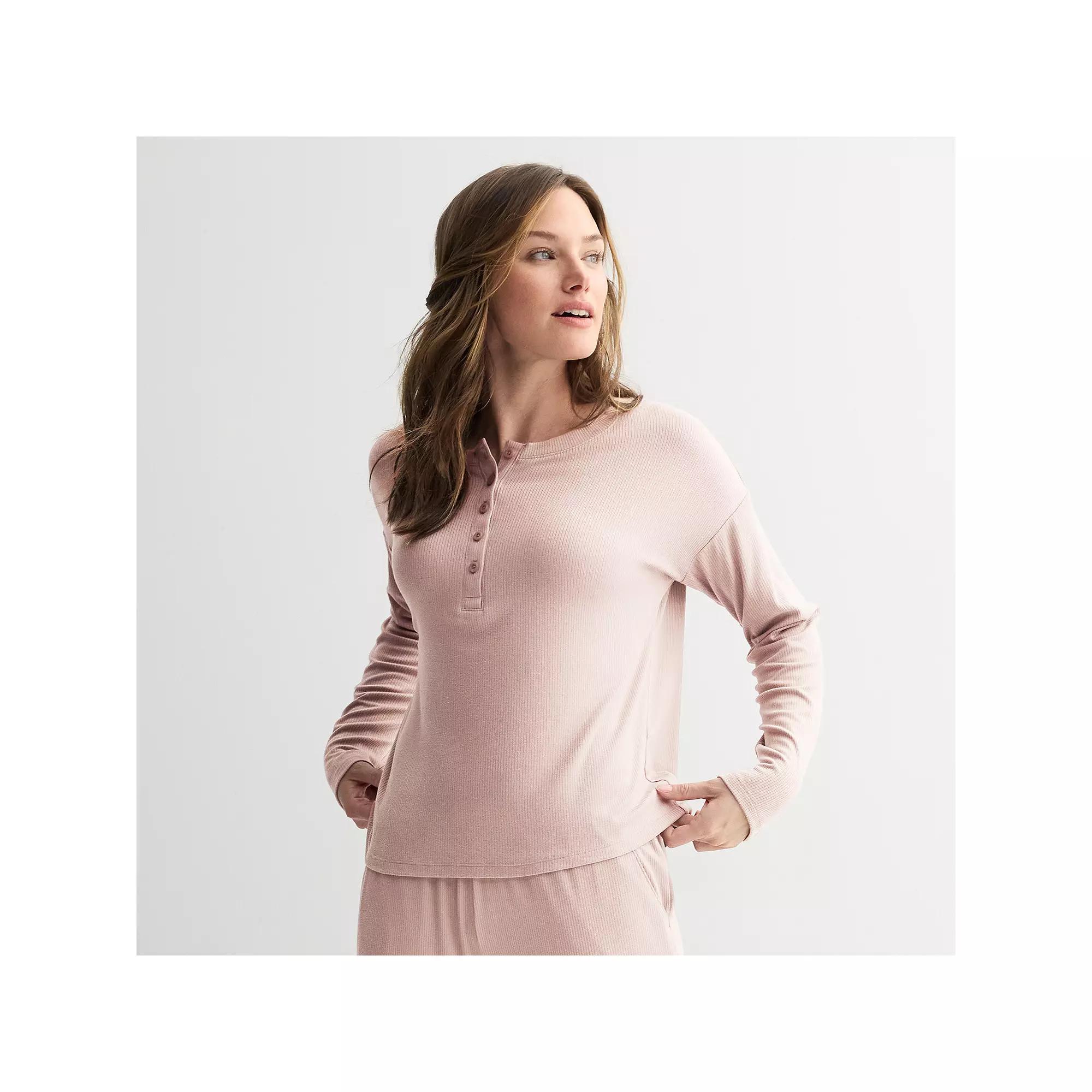 Women's Sonoma Goods For Life® Ribbed Long Sleeve Pajama Top,  Product Image