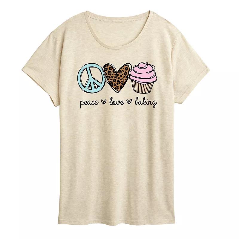 Women's Peace Love Baking Graphic Tee,  Product Image