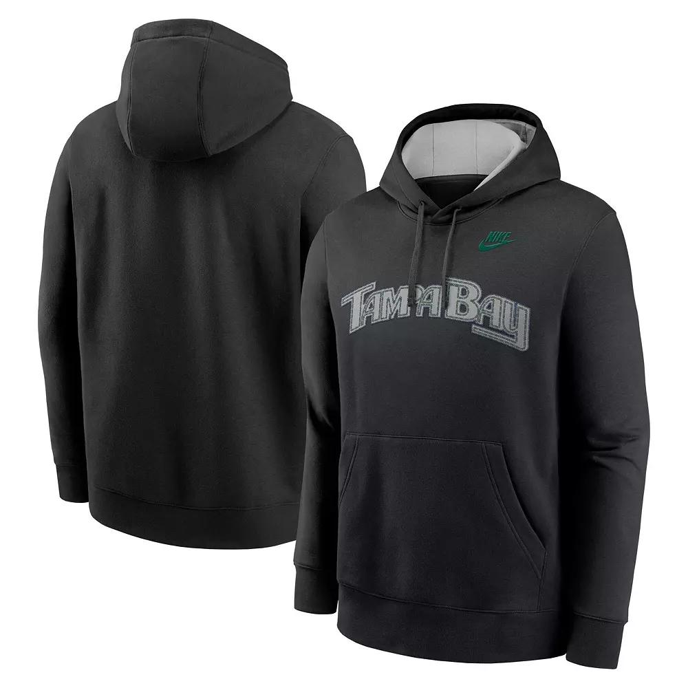 Men's Nike Black Tampa Bay Rays Rewind Club Logo Pullover Hoodie,  Product Image