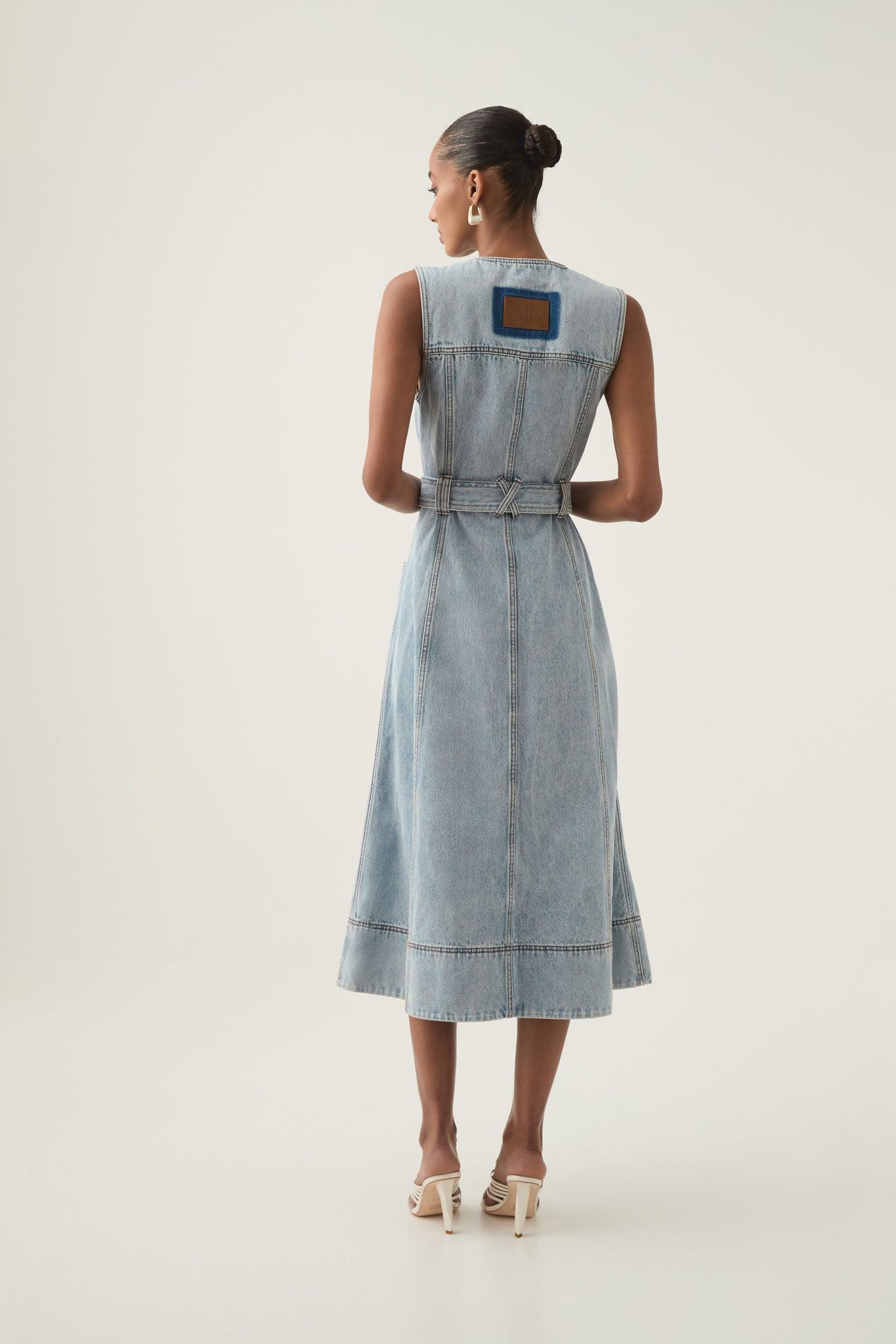 Aura Denim Midi Dress Product Image
