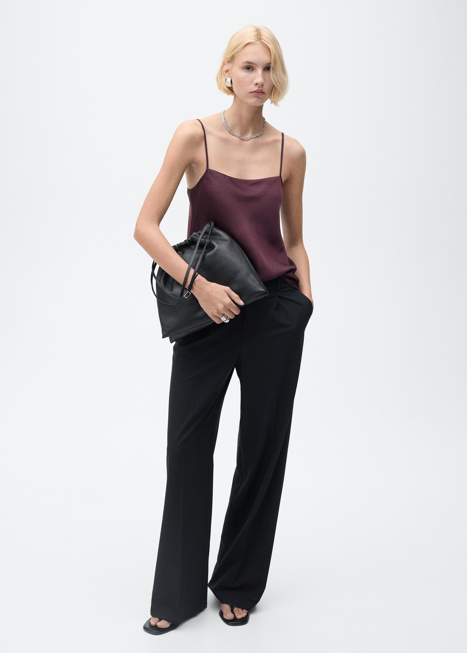 Satin top with thin straps - Women | MANGO USA Product Image