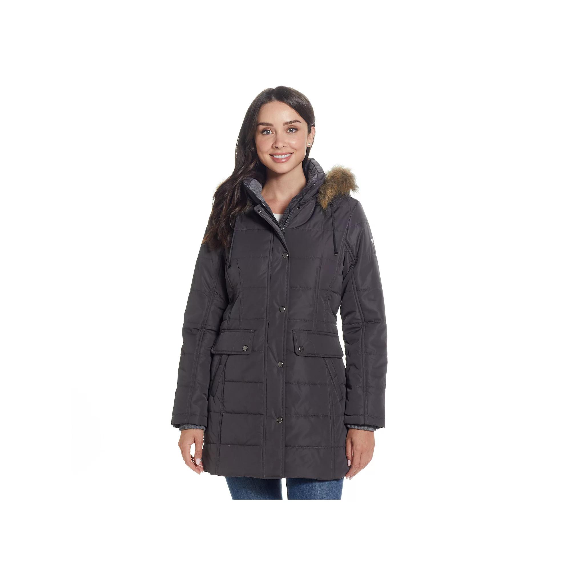 Women's Weathercast Faux-Fur Trim Hooded Parka Coat, Size: XL, Grey Product Image