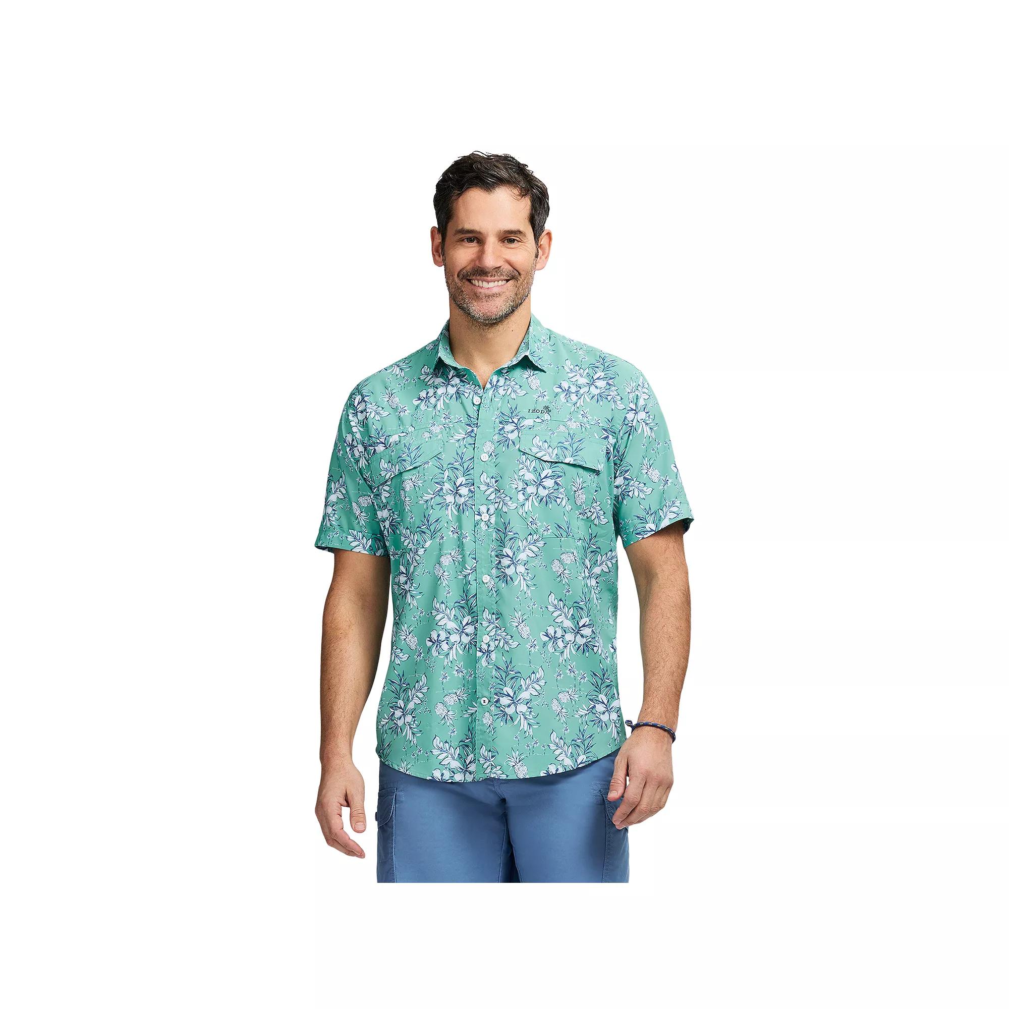 Men's IZOD Sunshield Performance Button Front Shirt, Size: Large, Wasabi Palm Product Image