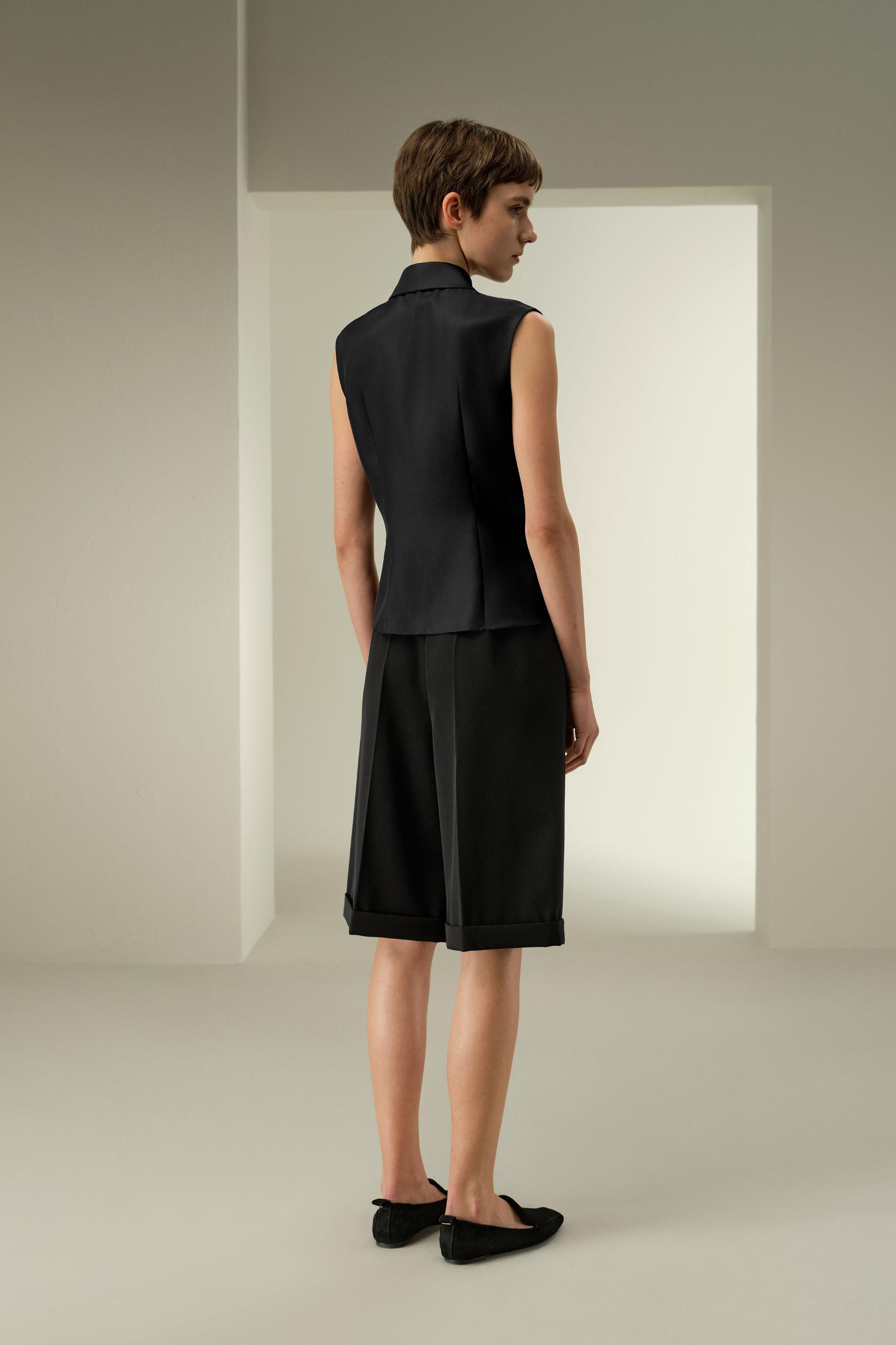 LILYSILK Silk Top Sleeveless - Female - Black 100% Pure Silk - Functional Zipper Placket Camisole XL Product Image