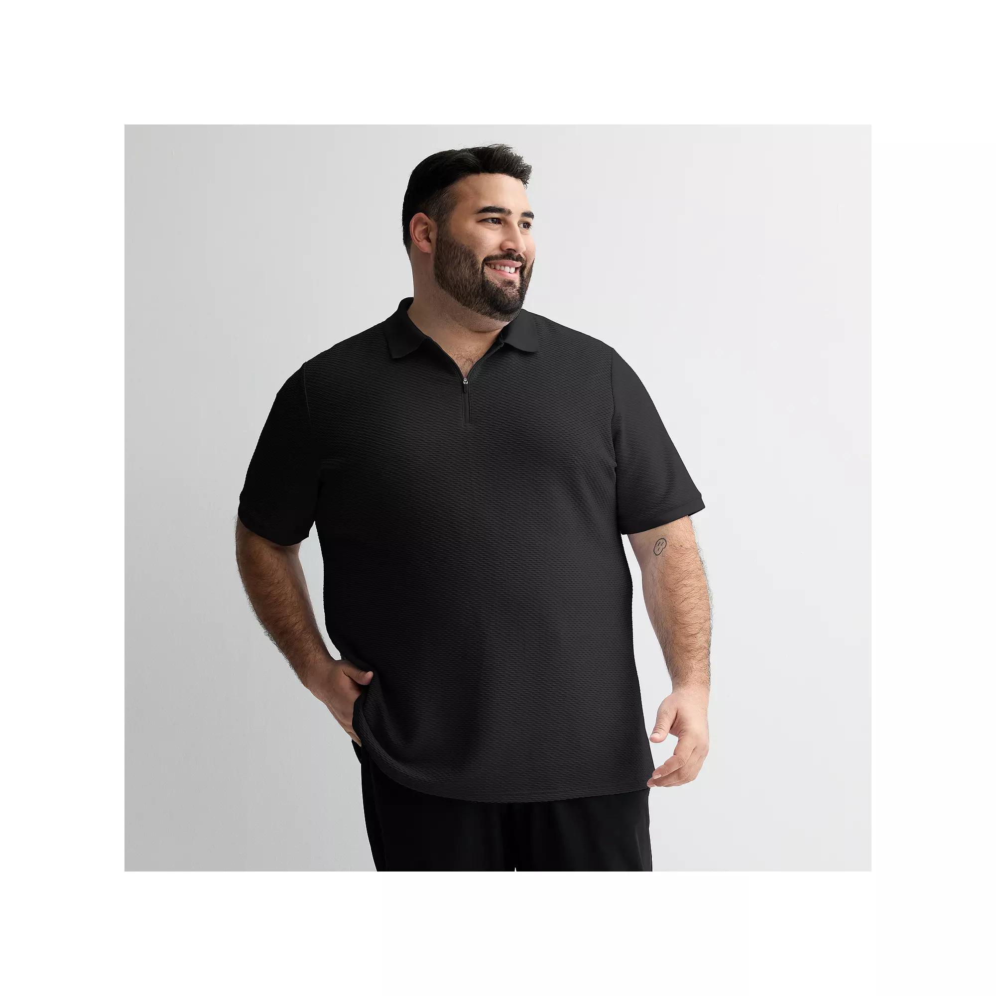 Big & Tall FLX Textured Knit Zipper Polo, Men's,  Product Image