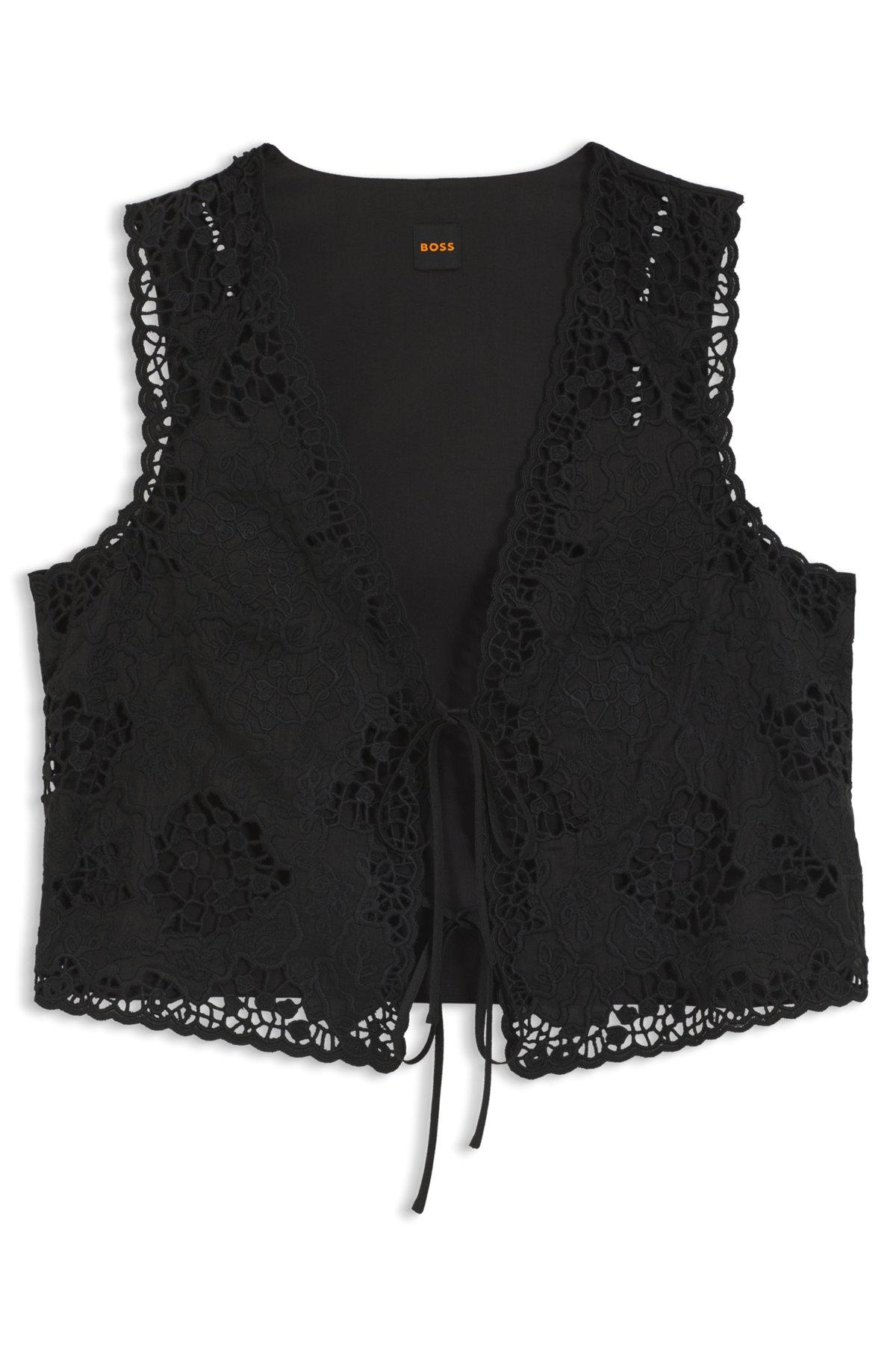 Embroidered waistcoat with tie closure Product Image