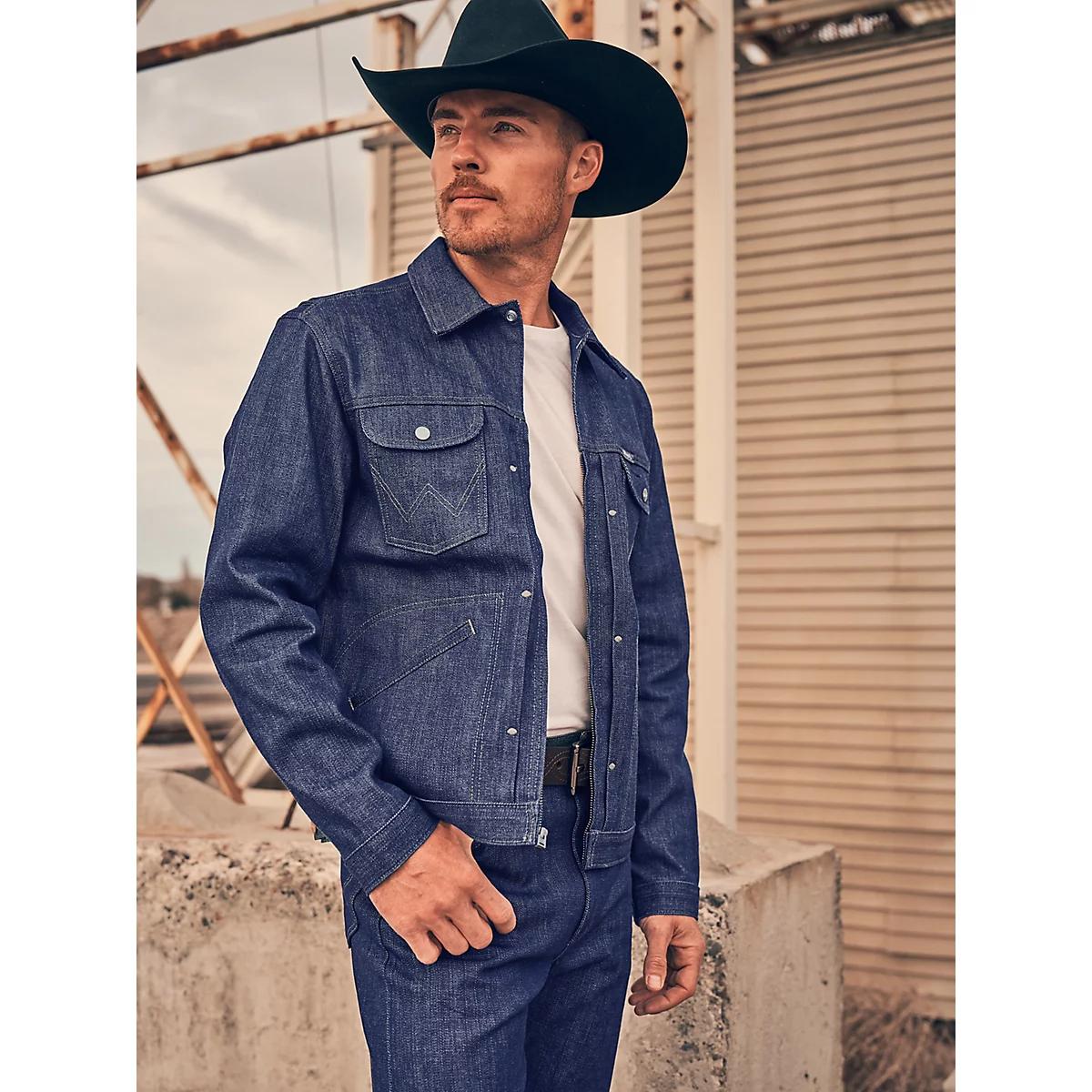 Men's Raw Japanese Selvedge Denim Jacket in Raw Indigo Product Image