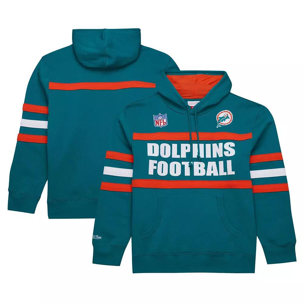 Men's Aqua Miami Dolphins Vintage Logo Head Coach Fleece Pullover Hoodie,  Product Image