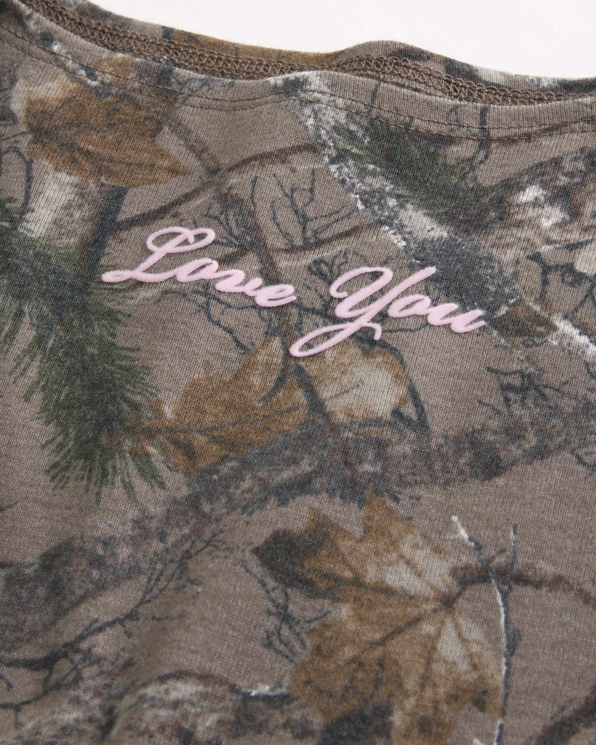 Off-the-Shoulder Camo Love You Graphic Tee Product Image