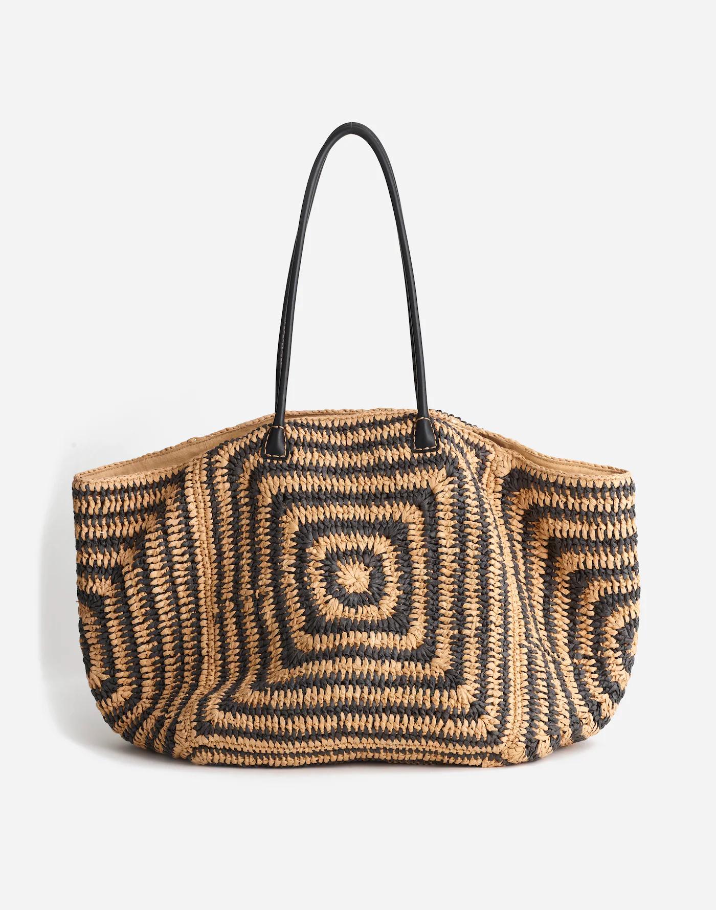 The Two-Toned Straw Tote Bag Product Image